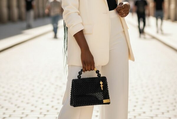 Sac à main perlé noir élégant