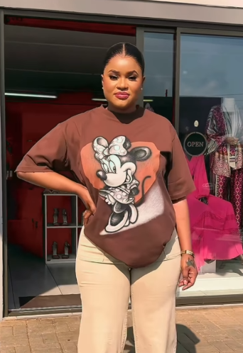 Women's Brown Printed T-shirt