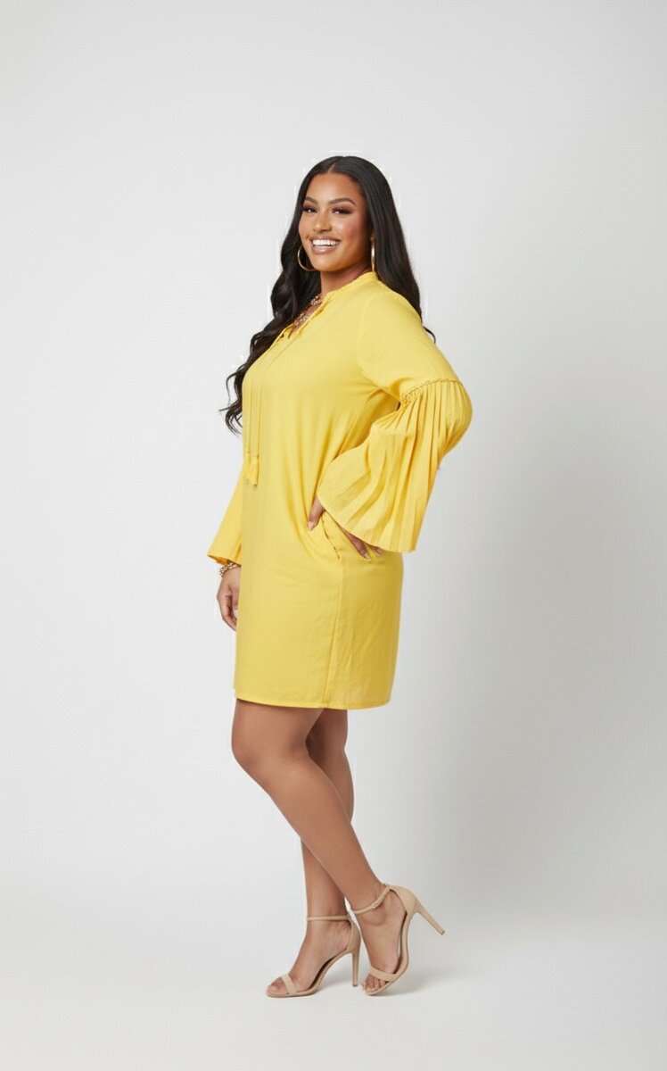 Robe Jaune à Manches Évasées