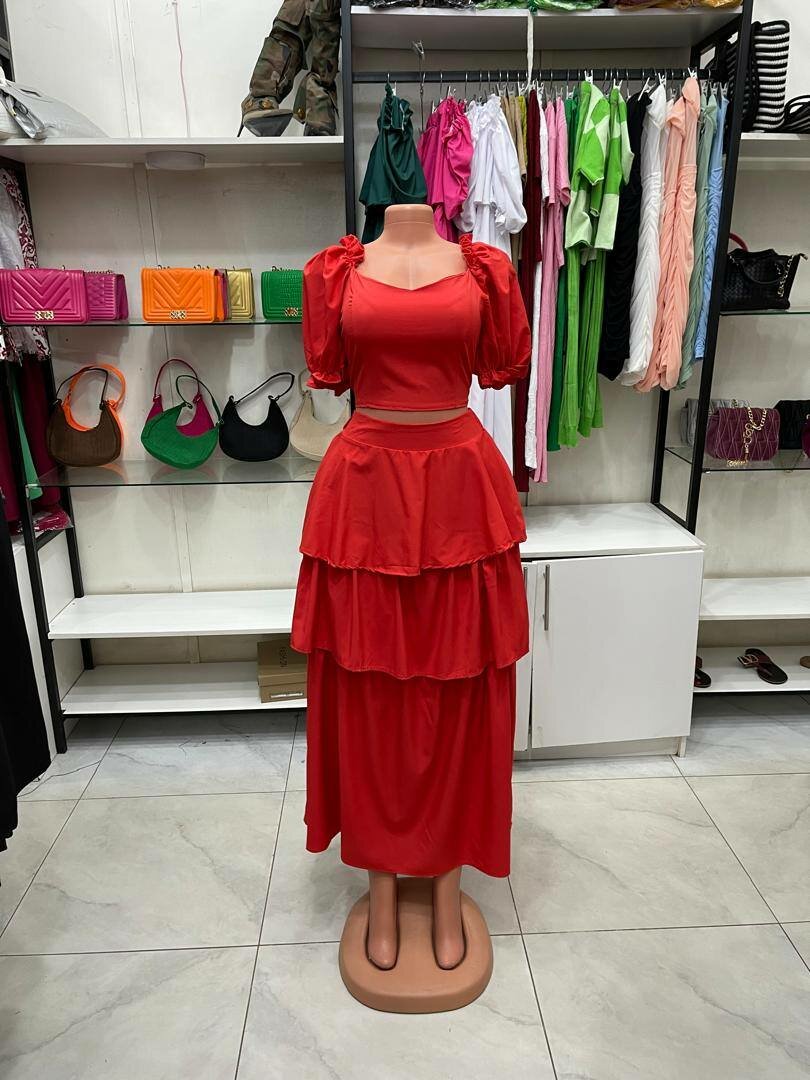 Two pieces, a top and skirt