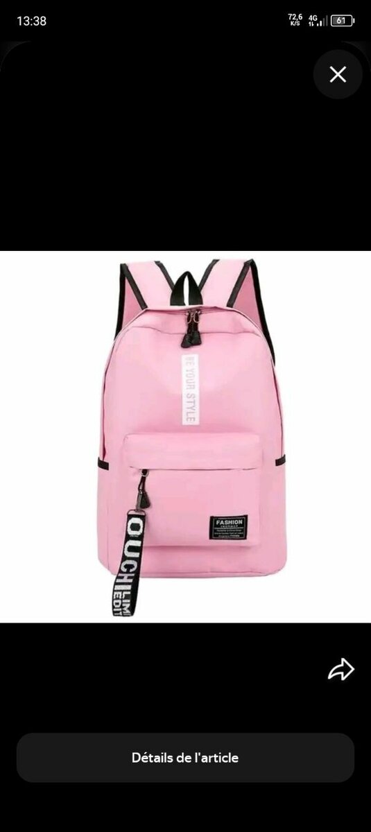 Sac à dos rose tendance