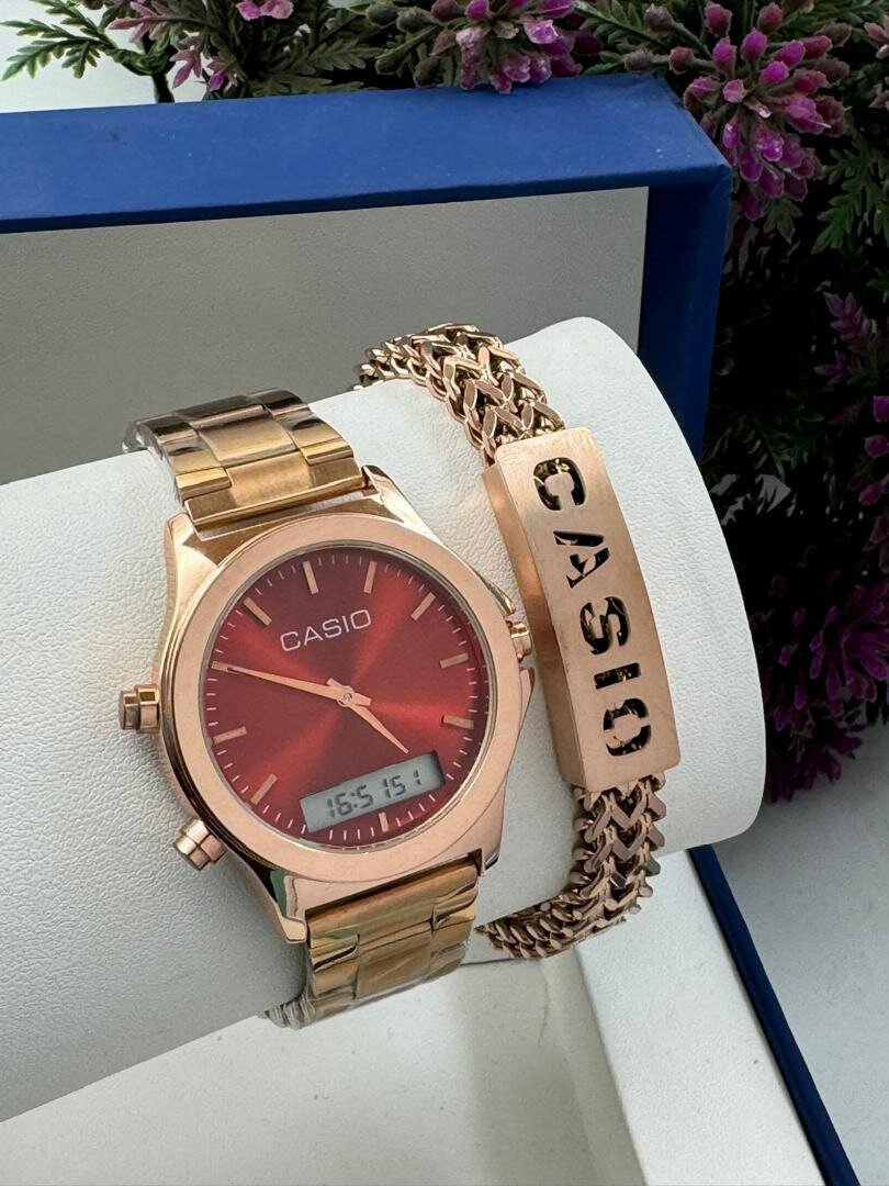 Casio Chain Watch And Bracelet Set