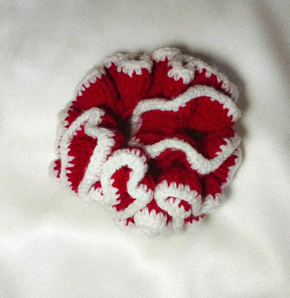 Chouchou cheveux laine rouge