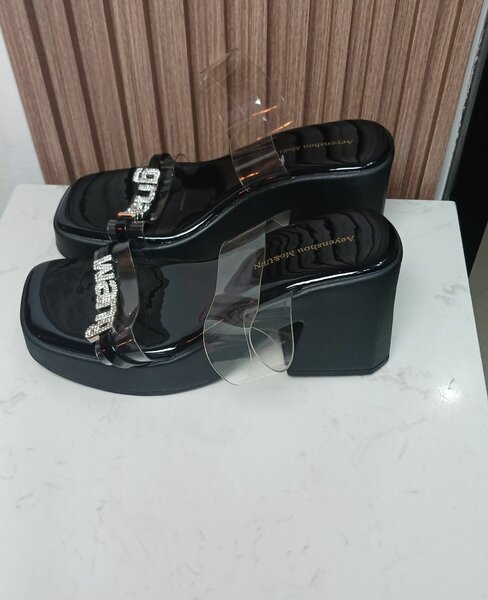 Mules à plateforme noir glamour