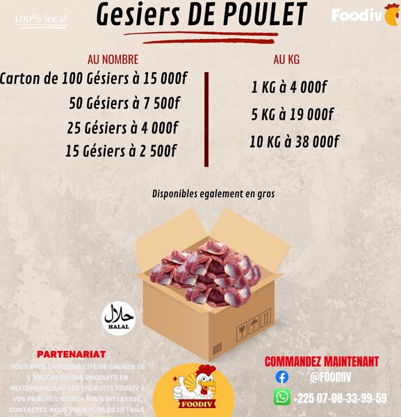 25 gésiers de poulet