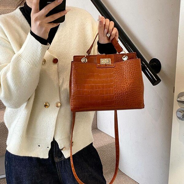 Élégant sac en cuir crocodile