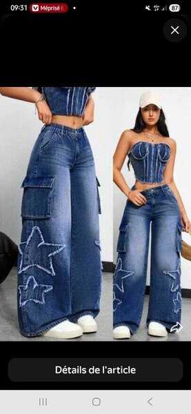 Jean Cargo Étoiles Femme
