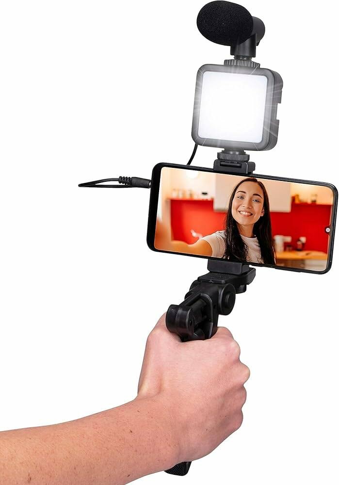 Trépied stabilisateur vidéo LED, Micro, support - Noir