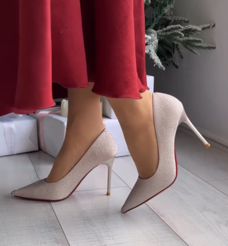 лодочки с блестками розовые