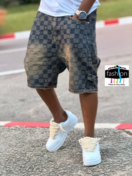 Shorts cargo à motif géométrique