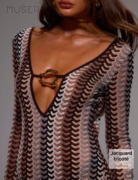 Robe Longue à Motif Jacquard