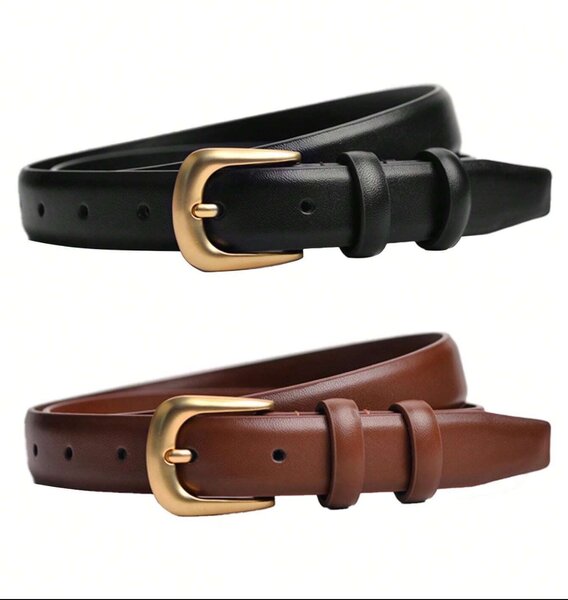 Ceinture en cuir élégante boucle dorée