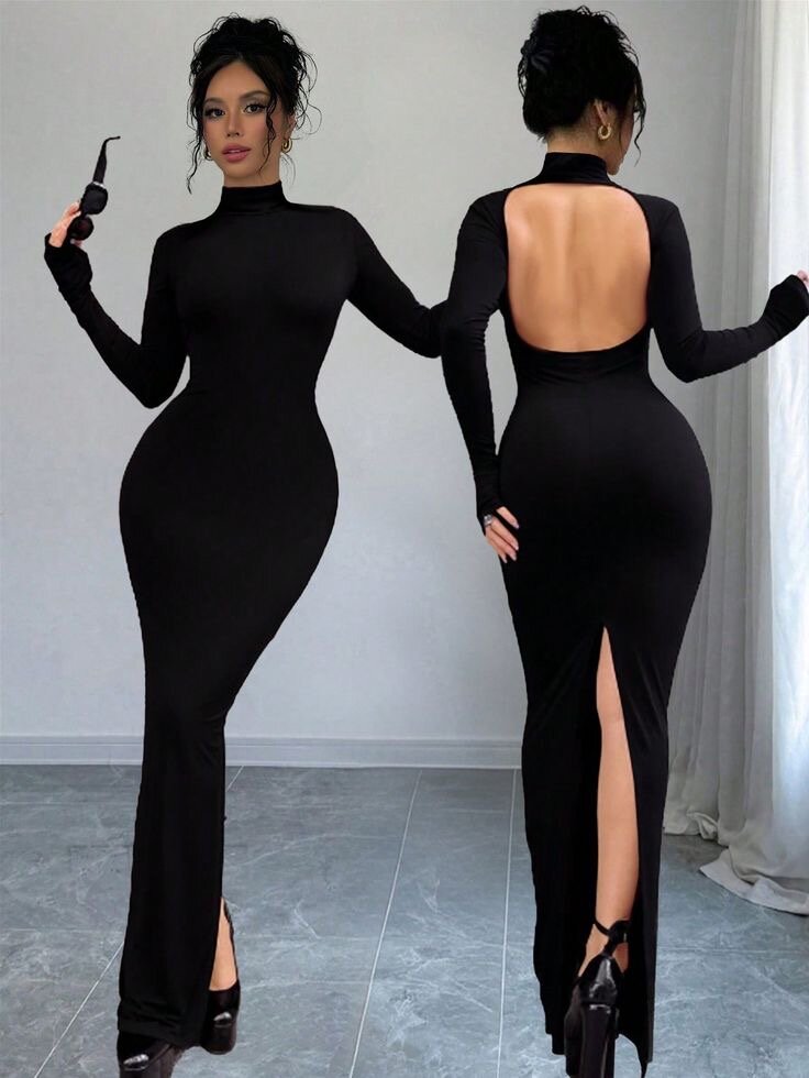 Robe longue noire élégante