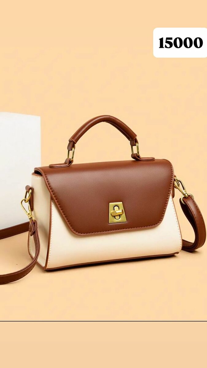 Sac à main en cuir bicolore