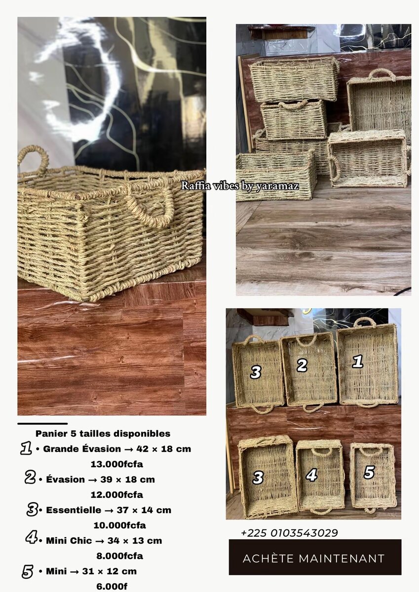 Paniers en osier naturels