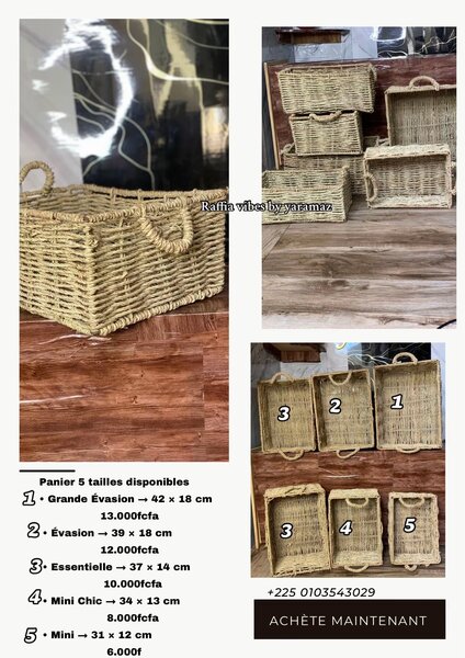 Paniers en osier naturels