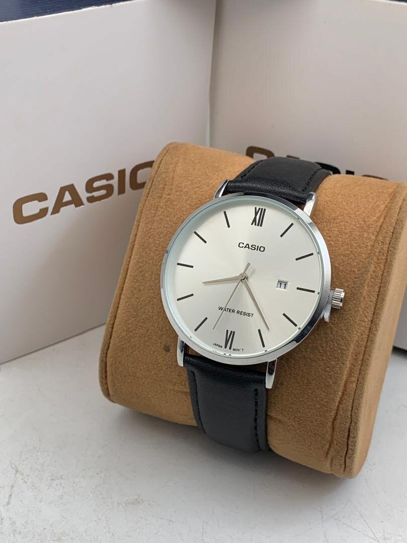 Genuine leather casio watch
