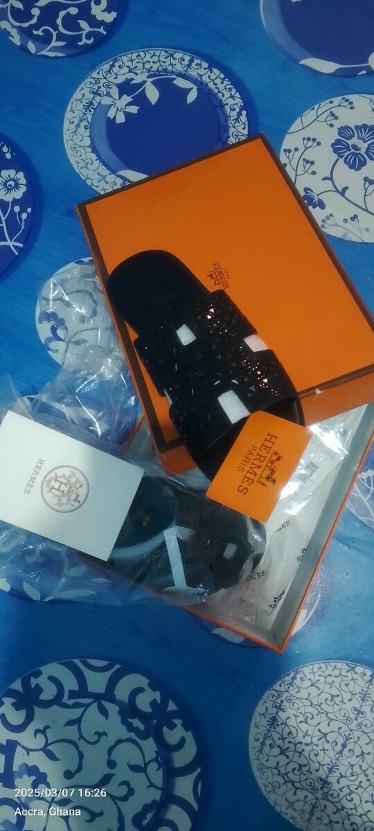Genuine Hermes Crystal Men Slipper