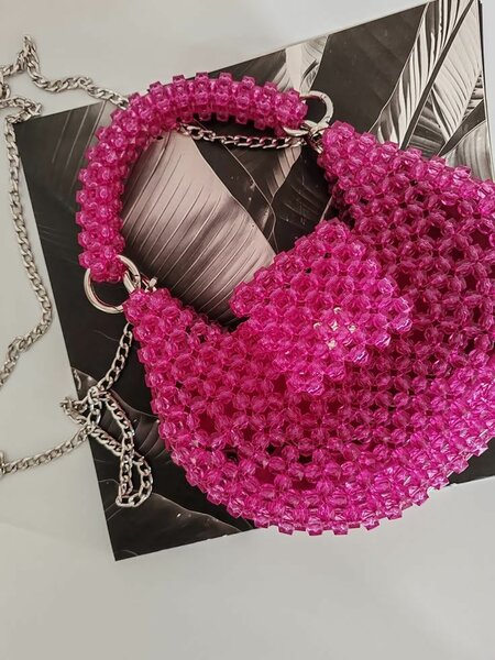 Sac à main perles rose