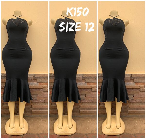 Black lace top dress, size 12