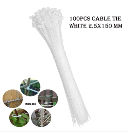100 Pcs Cable Tie High Quality White 2.5x150 mm Nylon Cable Ties Zip