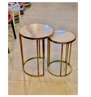 Contemporary Metal Frame Coffee Table - Featuring UV Marble Texture Sheet Top