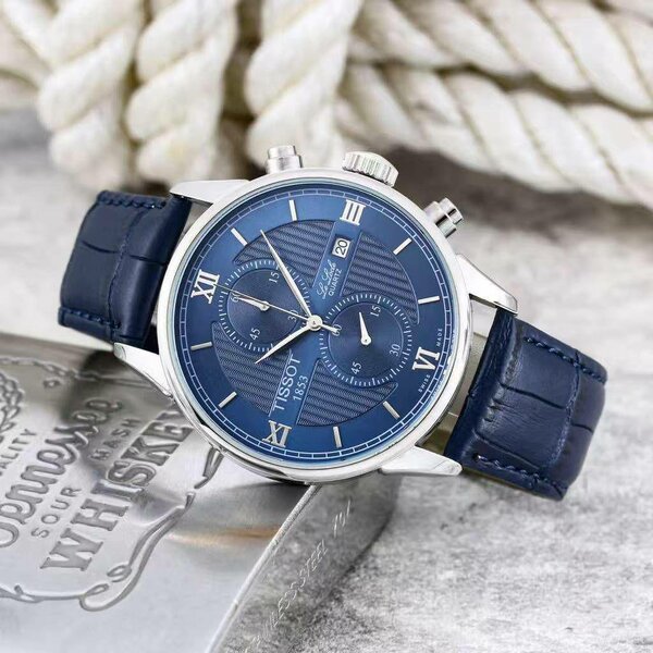 Montre Tissot homme en cuir bleu