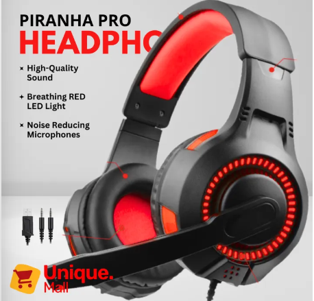 Wired Gaming Headset with 3D Surround Sound Stereo, Headphones with Mic, RED LED Light, Noise Canceling headphone Soft Memory Earmuffs for gamer PC laptop PS4 X-box One - by Unique Mall.