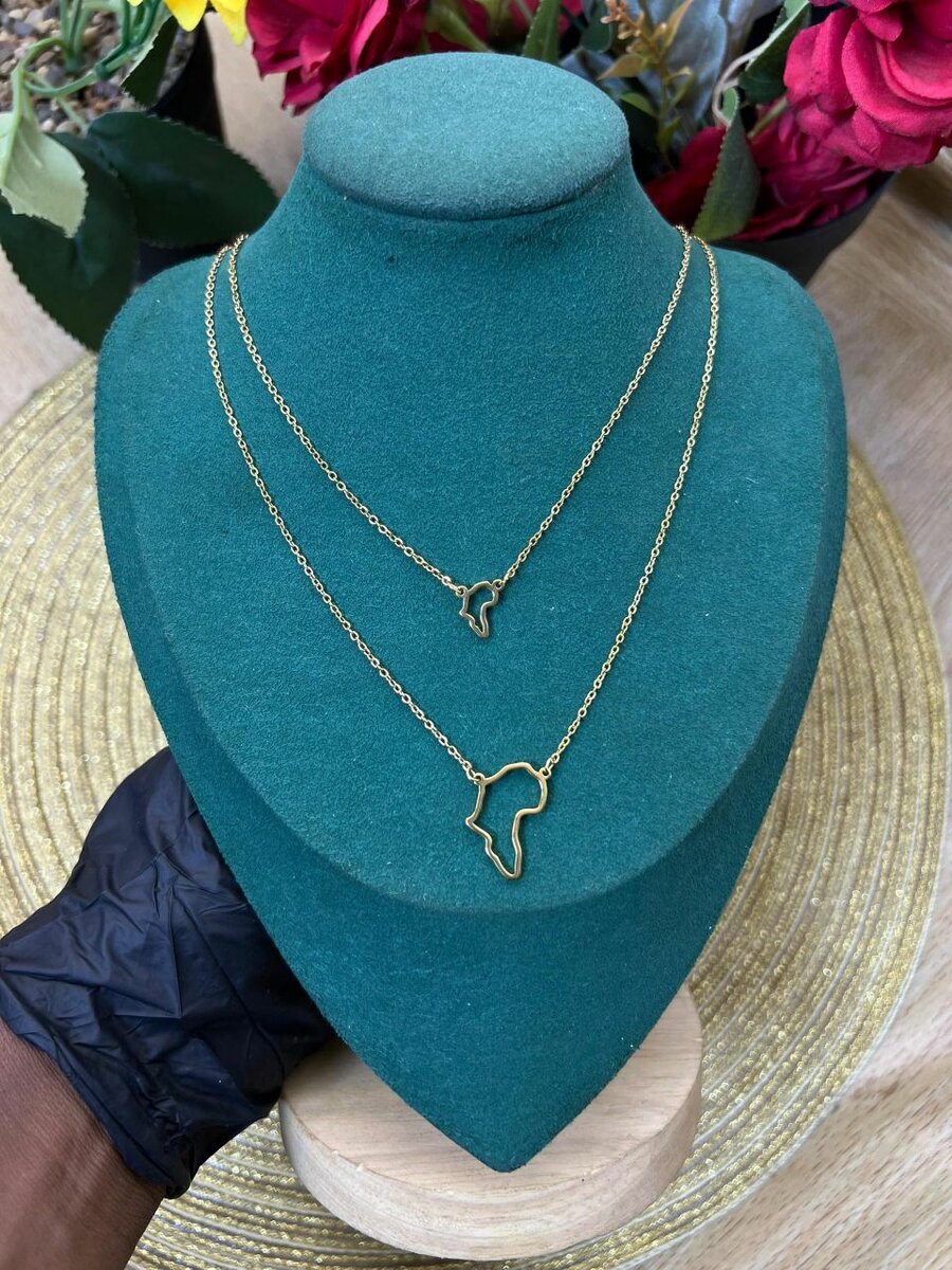 Collier Carte d'Afrique Doré
