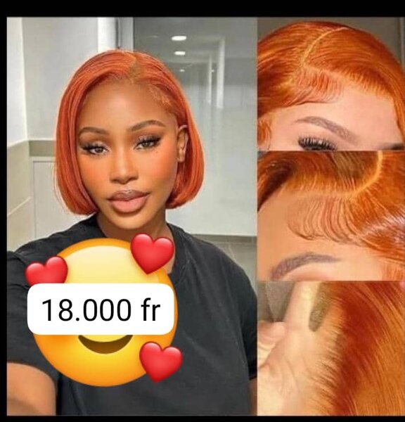 Perruque Bob Orange Élégante