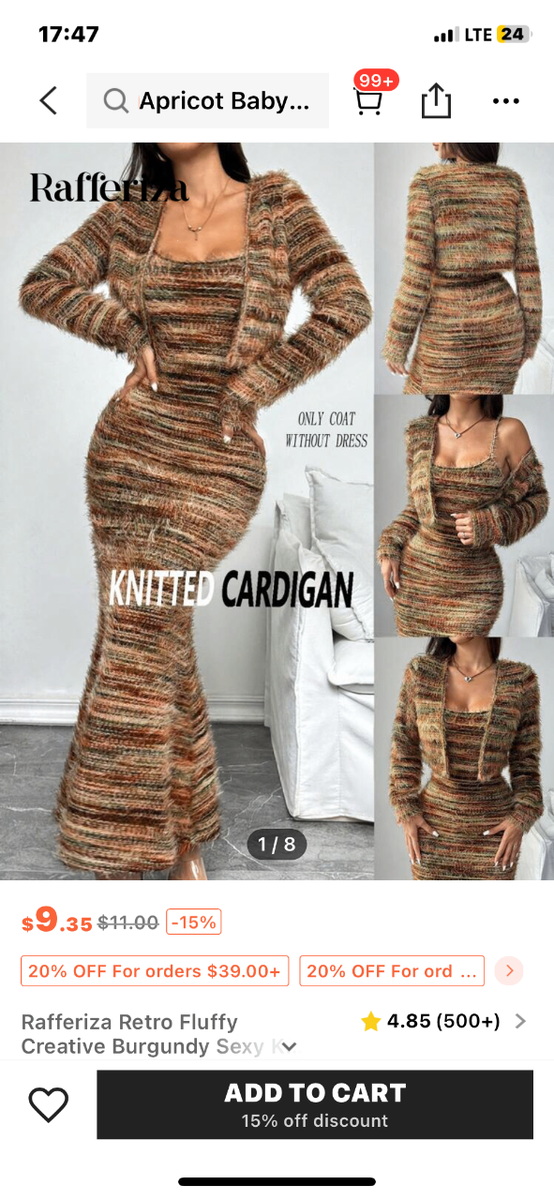 Knitted dress and cardigan