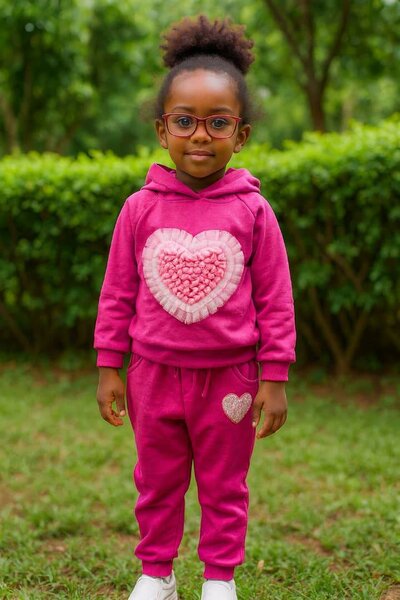 Ensemble jogging enfant rose