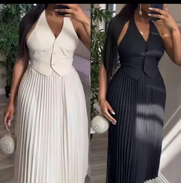 Robe longue plissée élégante