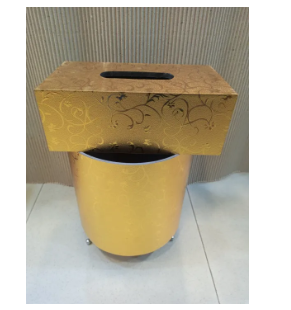 Round Dust Bin Set in Golden Color