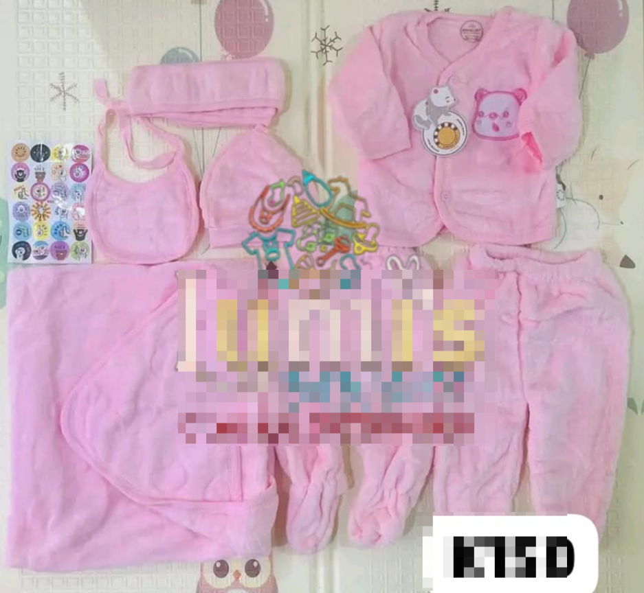 Newborn baby kit, girl, pink, 7 pieces
