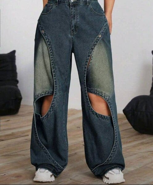 Jeans déchirés larges femme