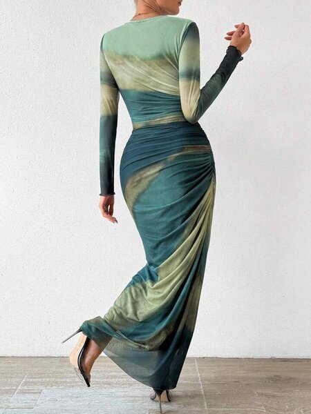 Robe verte tie-dye