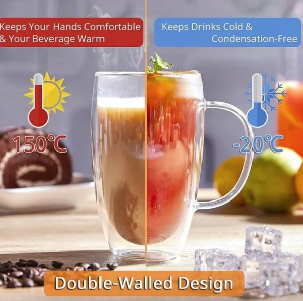250ml Double Wall Glass Coffee Mugs Insulated Clear Borosilicate Glasses Cup With Handle Juice Milk Tea Cups For Gifts