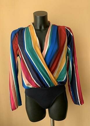 Body multicolore rayé, soie & coton, T44