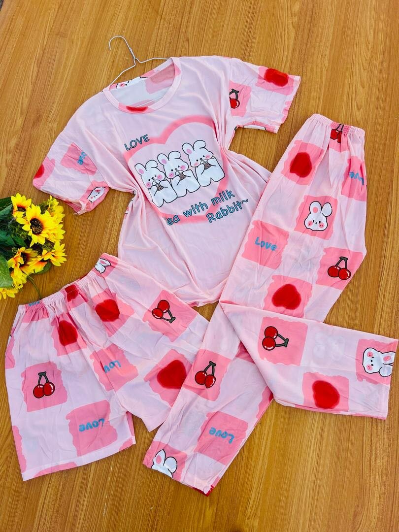 3 in 1 Ladies Pajamas/ Loungewear