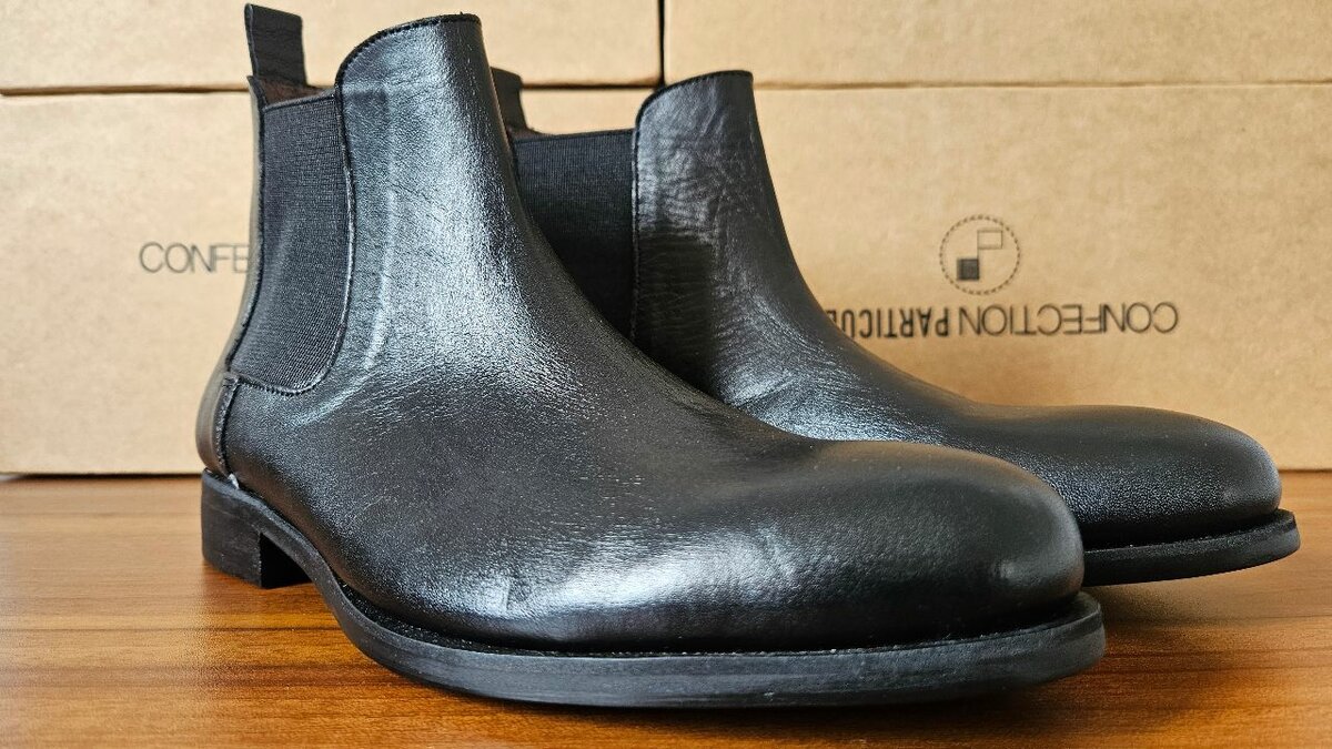 Bottine à gaine en cuir bleue