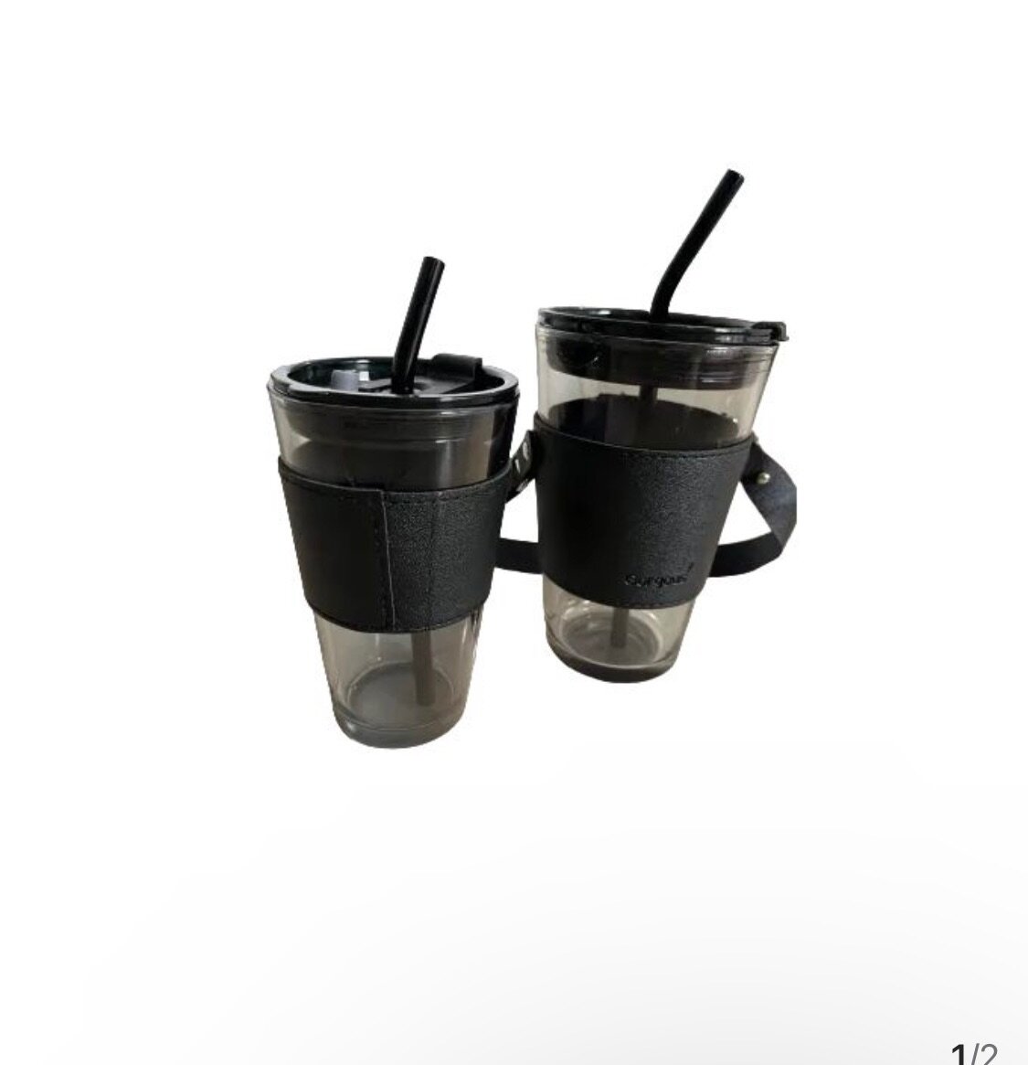 450 ml glass mug with straw
