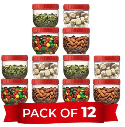 Pack of 12 Multipurpose Interlock Food Spices Sauce Storage Jars 300ml Refrigerator Container 3x3 inches
