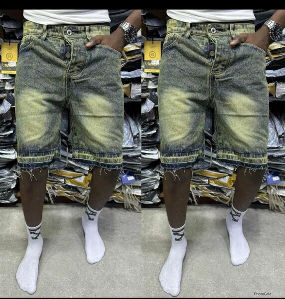 Short en jean délavé homme