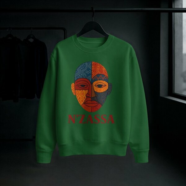 Sweat-shirt vert N’ZASSA visage grand