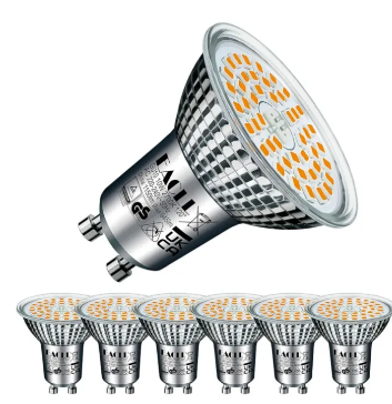 EACLL GU10 LED Warm White 10 W Replaces 125 W Halogen Bulbs Pack of 6 2700 K 945 Lumen Bulbs AC 230 V Flicker-Free Spotlight Beam Angle 120° Spot Non-Dimmable Reflector Lam