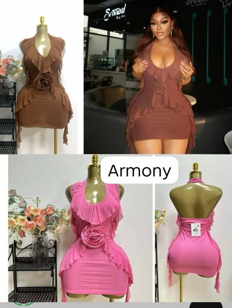 Robe Moulante Volants Femme