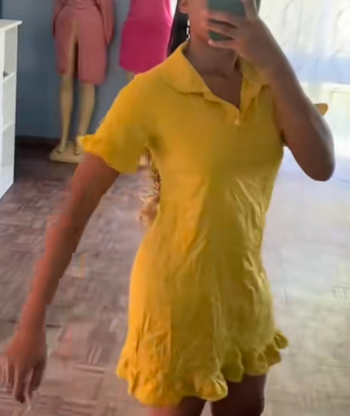 Elegant women's dress size M yellow