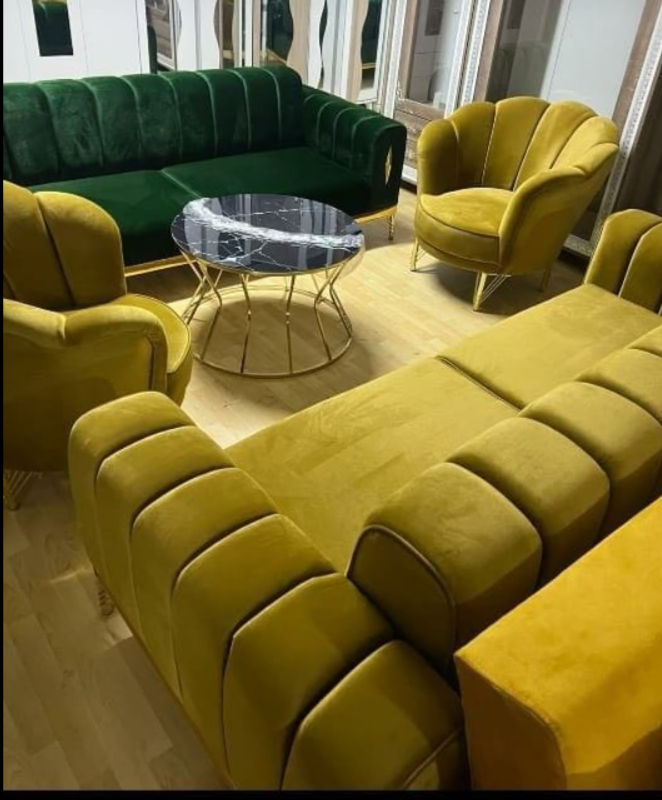 Yellow and green set sofa