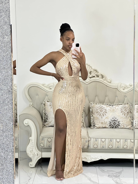 gold metallic bodycon dress